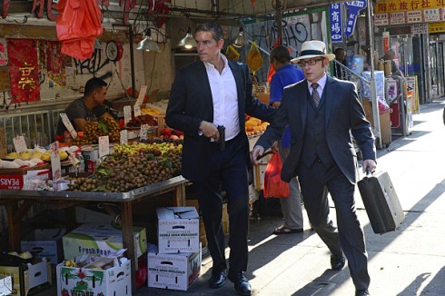 "B.S.O.D." -- Reese and Finch attempt to rescue the Machine's source code before it deteriorates beyond repair. Also, Root fights for her life against an onslaught of Samaritan's agents and Fusco is faced with hard questions following the deaths of Dominic and Elias, on the fifth season premiere of PERSON OF INTEREST, Tuesday, May 3 (10:00 -- 11:00 PM ET/PT) on the CBS Television Network. Pictured L-R: Jim Caviezel as John Reese and Michael Emerson as Harold Finch Photo: John Paul Filo/CBS ÃÂ©2015 CBS Broadcasting Inc. All Rights Reserved.